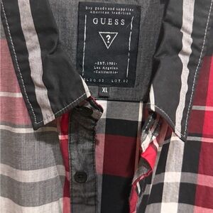 GUESS Men's Plaid Shirt - Red and Black